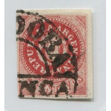 ARGENTINA 1864 GJ 15A ESCUDITO ESTAMPILLA DE COLOR CARMIN U$ 55